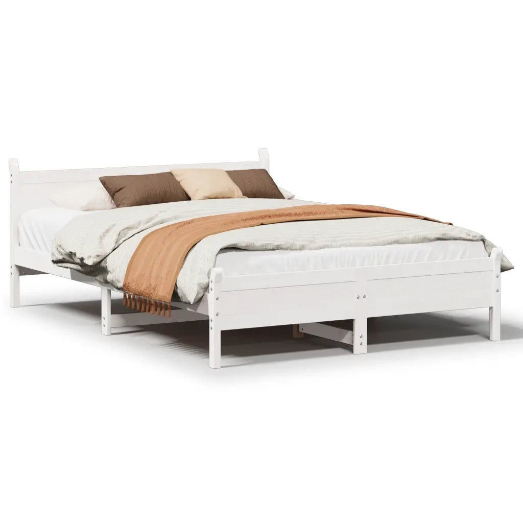 Letto senza Materasso-Struttura Letto Bianco 150x200 cm Legno Massello di Pino 218394