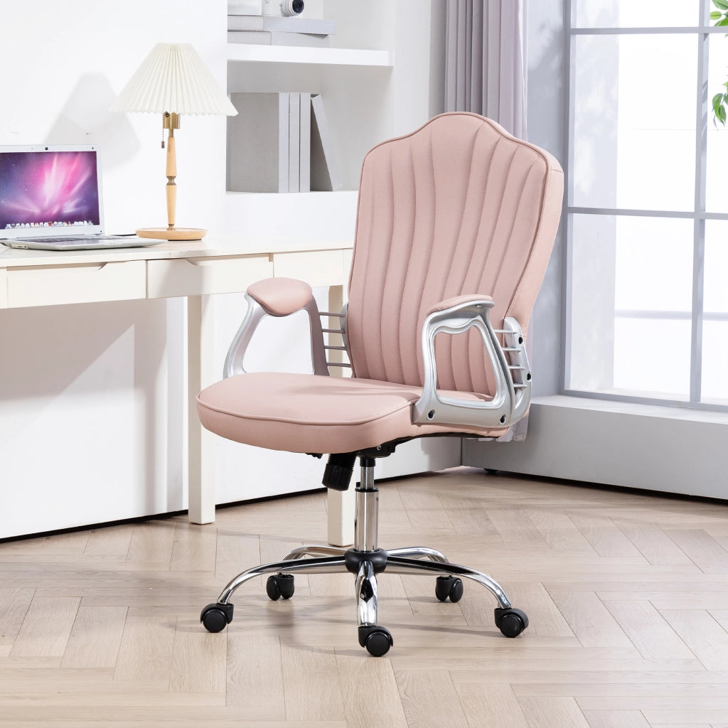 Sedia da Ufficio Girevole Regolabile con Schienale e Braccioli ¨C zephmum ¨C Rosa