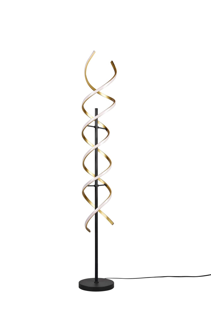 Piantana LED spirale, metallo, ottone e nero, H 150 cm, Sequence