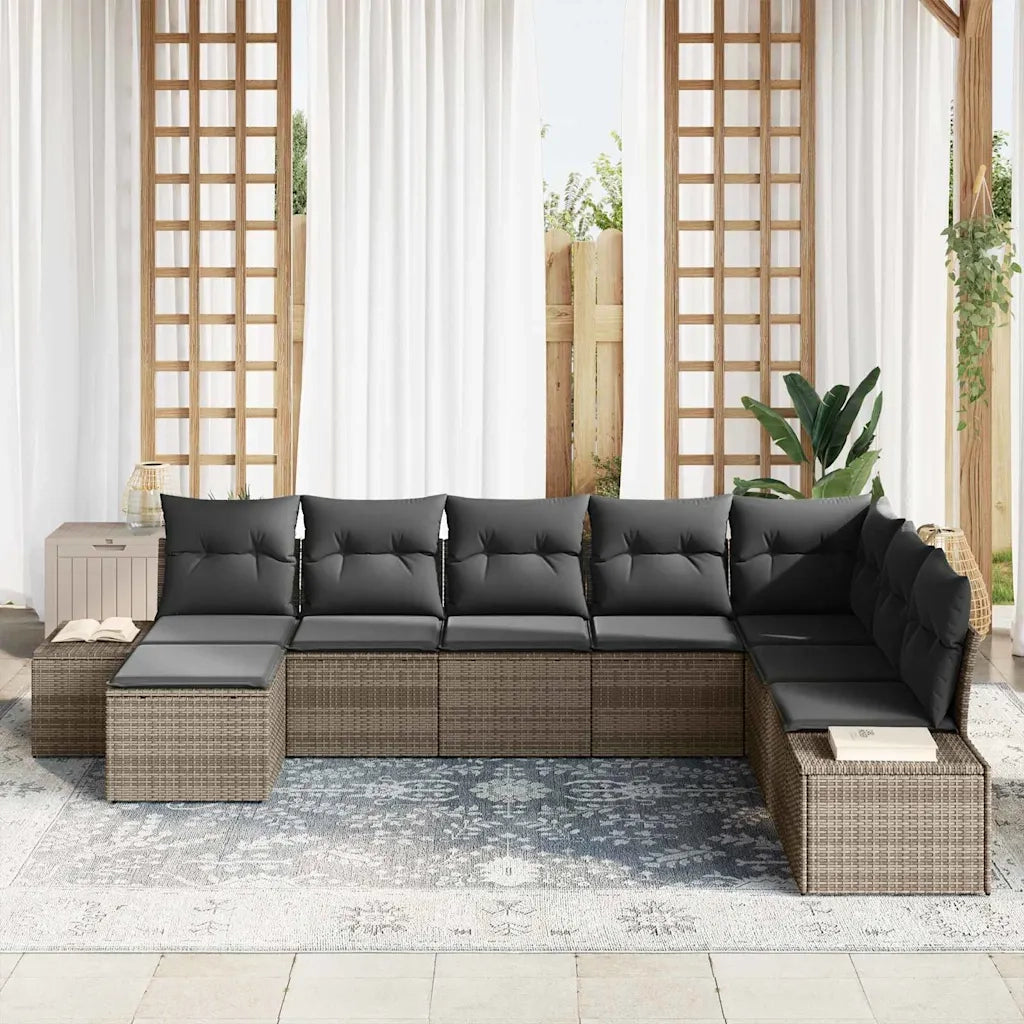Set Divano da Giardino con cuscino 8 pcs Grigio polyrattan 3355848