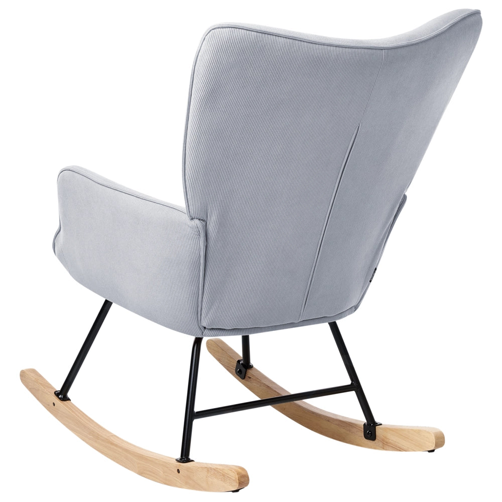 Poltrona a dondolo Azzurro Jumbo Corda Tappezzeria Metallo Gambe nere Confortevole Ampio schienale e braccioli Soggiorno Camera da letto