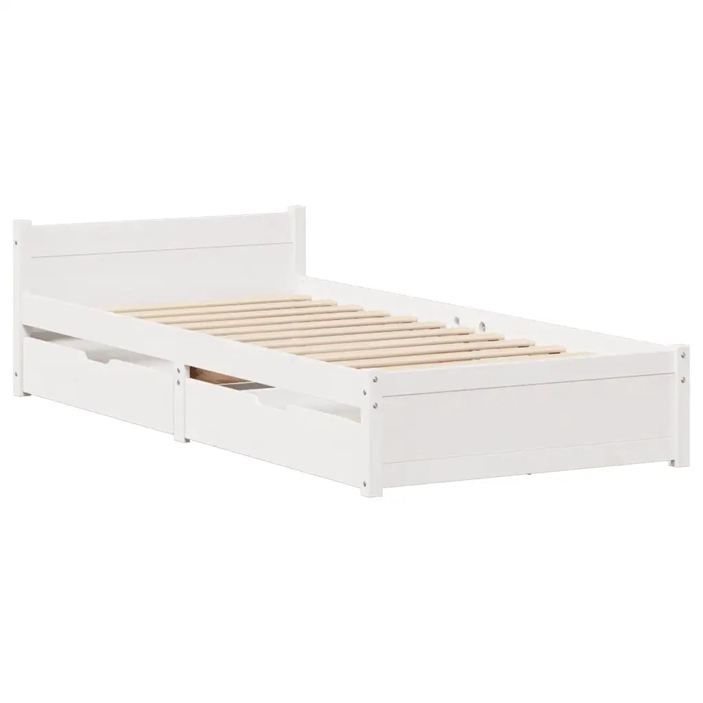 Letto senza Materasso-Struttura Letto Bianco 90x190 cm in Legno Massello Pino 983452