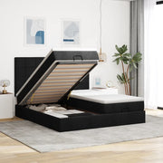 Struttura Letto Pouf con Materassi Nero 200x200 cm in Tessuto 3314550