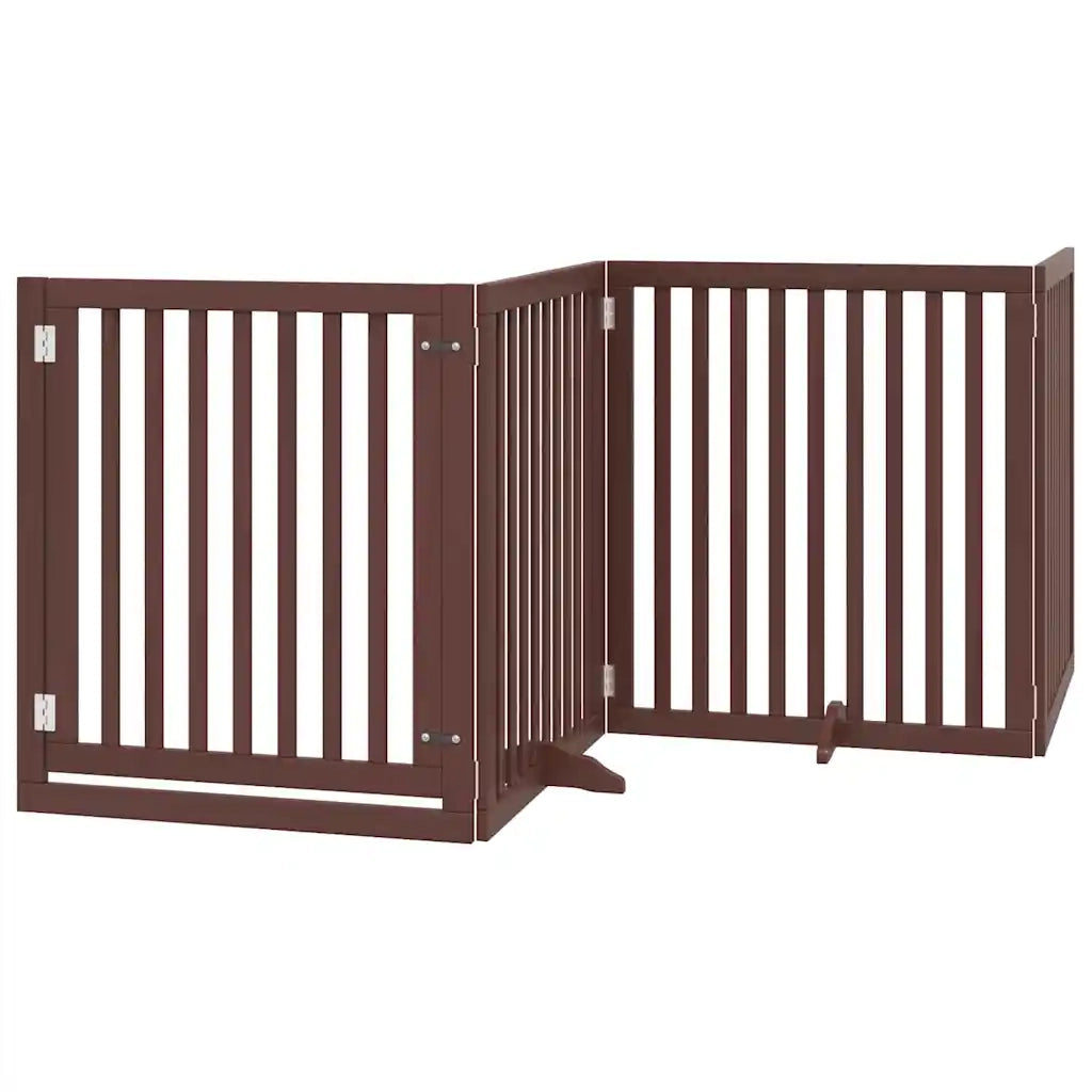 Cancello Cani Porta Pieghevole Marrone 8 Pannelli 640cm Pioppo CFW5607014