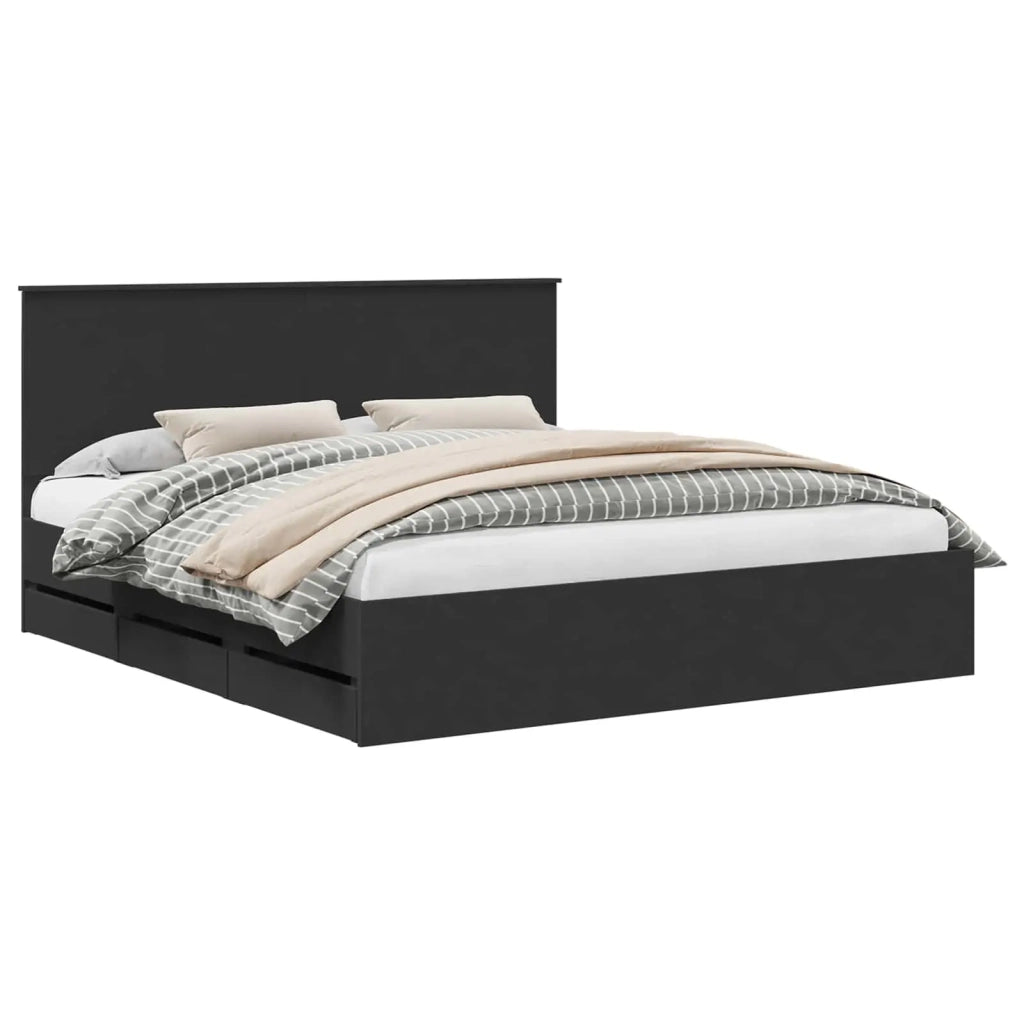 Letto matrimoniale | Letto per adulti | Struttura del letto Nero 180 x 200 cm Legno Ingegnerizzato
