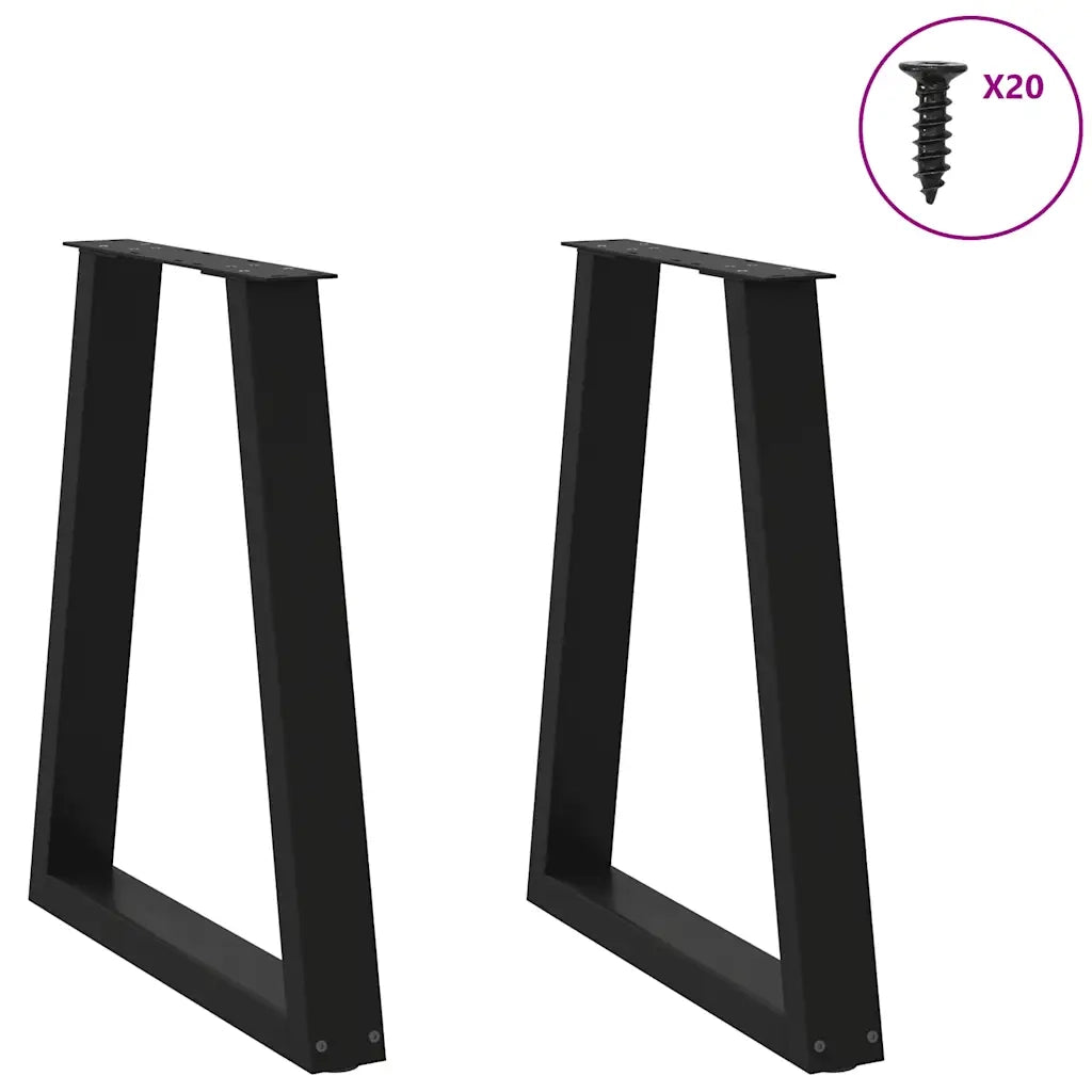 Gambe per tavolo da pranzo a forma di V 2 pz nere 60x(72-73,3) cm in acciaio 4012564