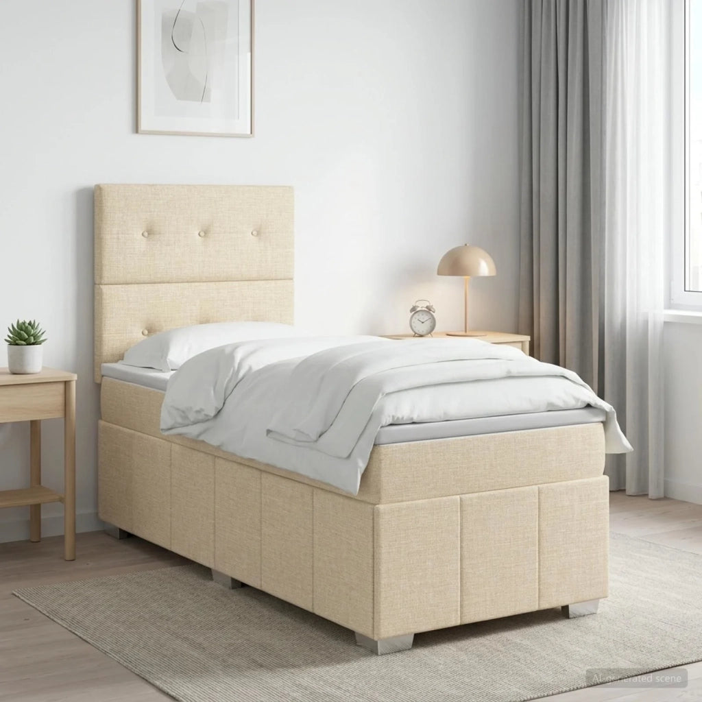 Letto box spring con materasso Crema 80 x 200 cm Tessuto 3454013