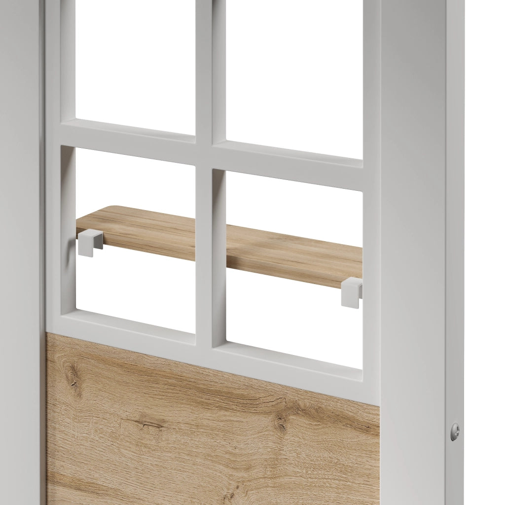LETTO a soppalco 90x200 cm in metallo e MDF bianco con scala contenitore