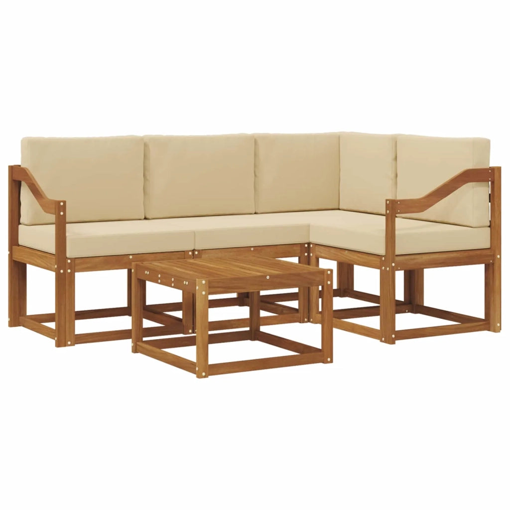 Set di divani da esterno con cuscino 5 pcs Naturale e Beige 3366376