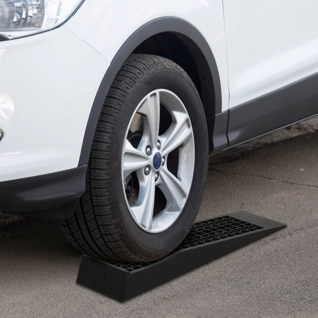 Set di 2 rampe di accesso per auto, rampa per soglia, rampa per marciapiede, rampe in gomma 70x20x8 cm nere per auto, sedie a rotelle e altro