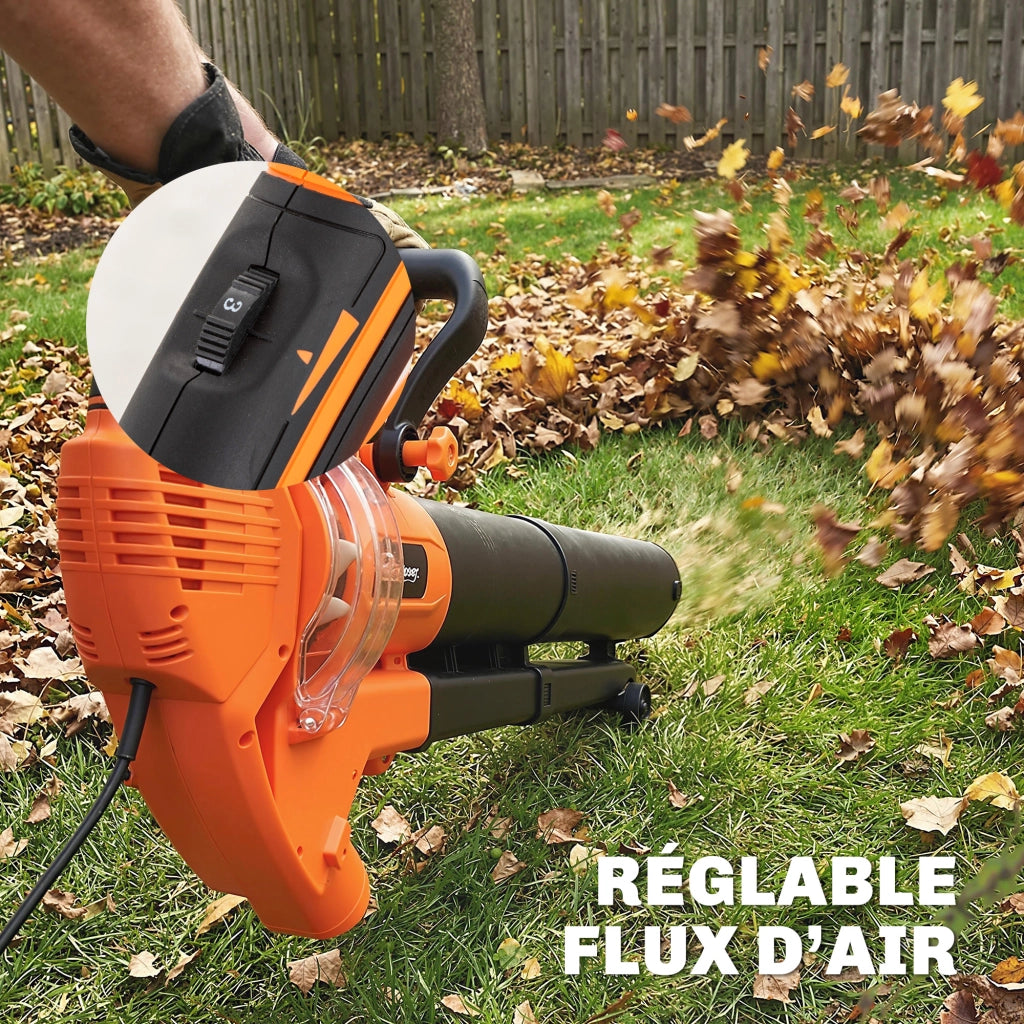 Aspiratore Soffiatore Foglie 3000W 3 in 1 con Triturazione ¨C zephmum ¨C Verde, Sacco Raccolta 40L