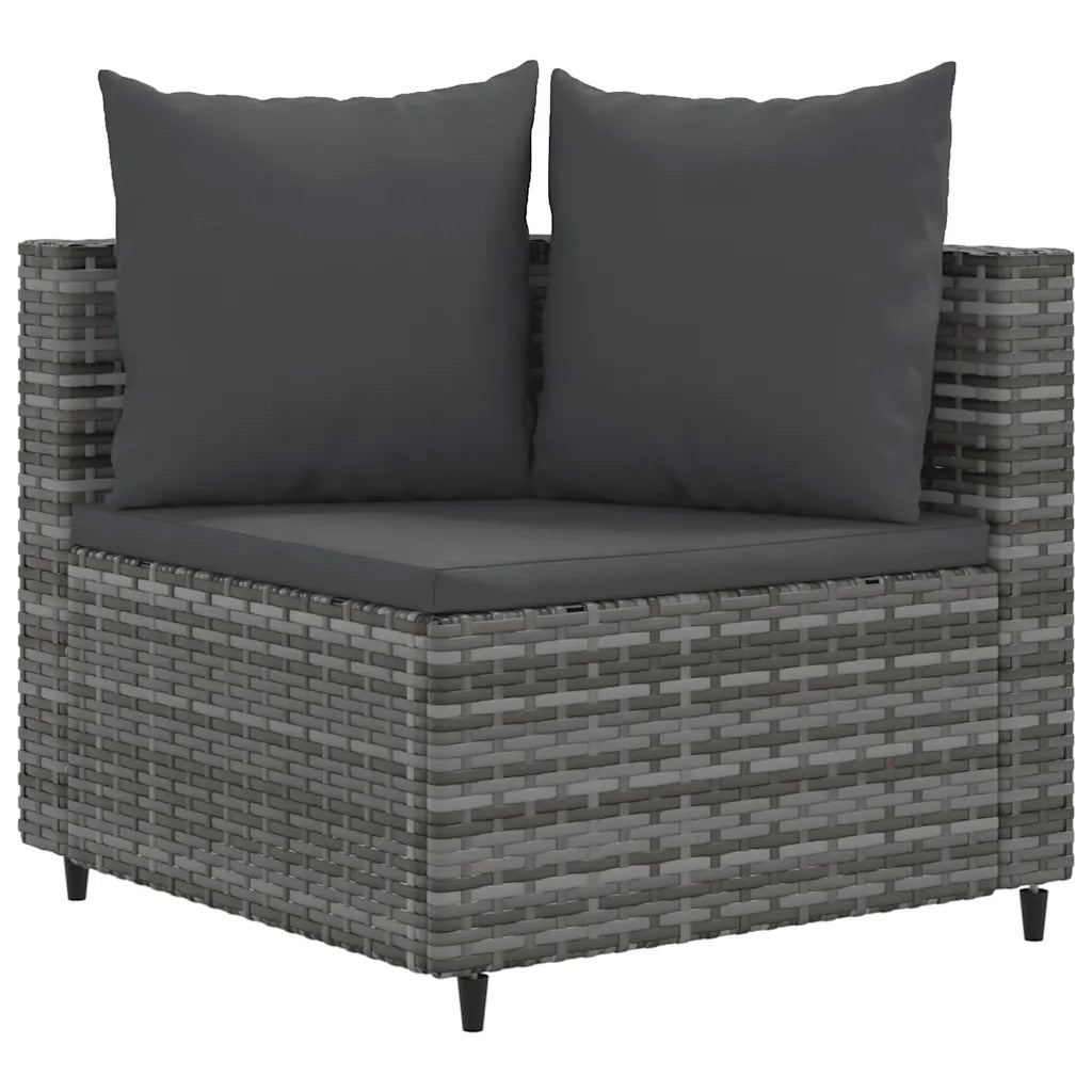 Set Divano da Giardino 6 pz con Cuscini Grigio in Polyrattan