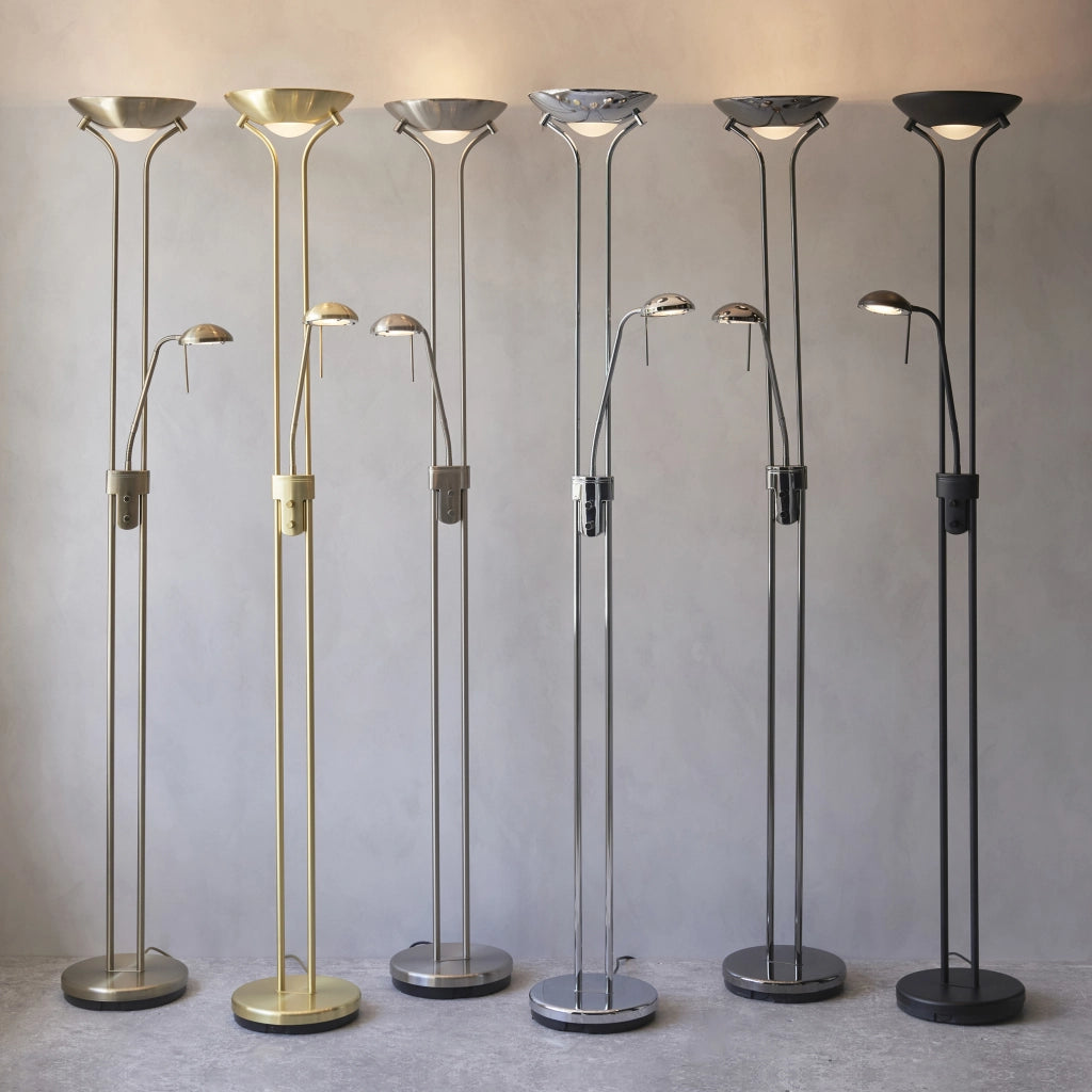 Lampada da terra Rome Endon nero cromo doppia dimmer
