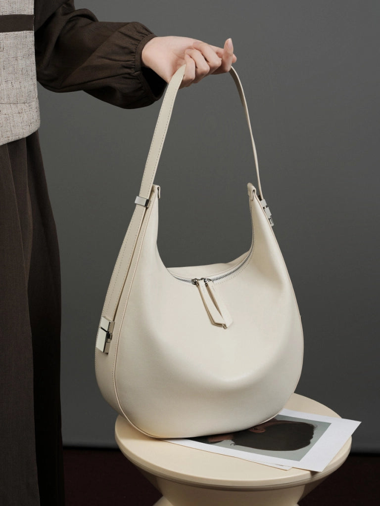 Borsa a mano da donna in vera pelle, colore bianco.