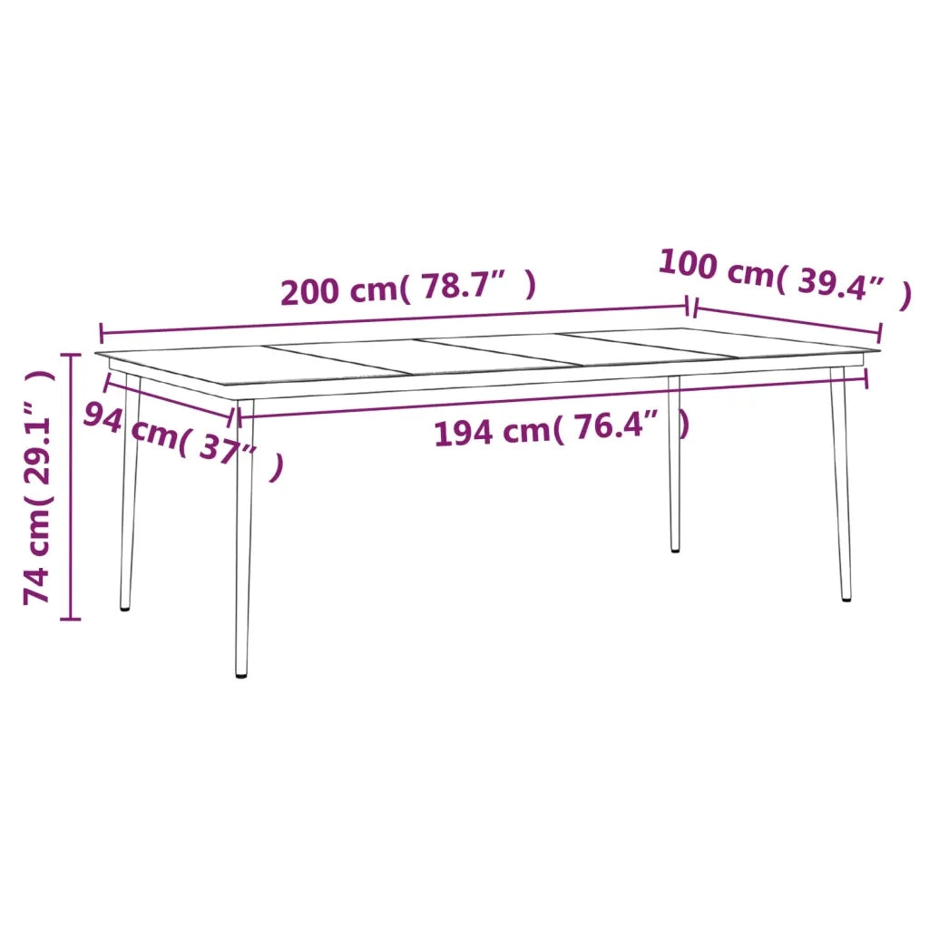 Set da Pranzo da Giardino 9 pz con Cuscini Nero 3099370
