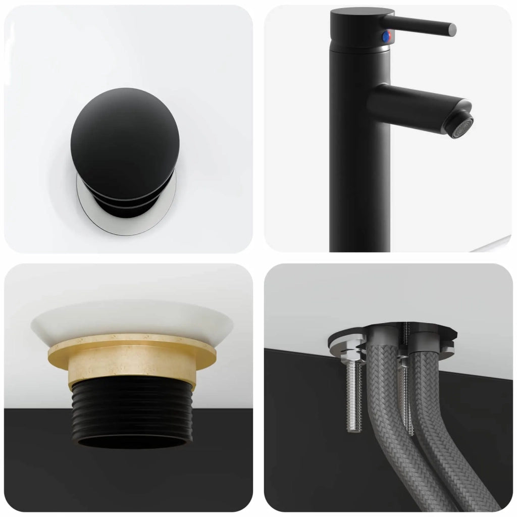 Set di mobili per il bagno 3 pz Nero Legno ingegnerizzato 3405598