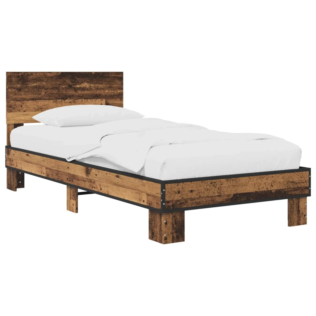 Struttura letto con testata-Giroletto Legno antico 80 x 200 cm 591272