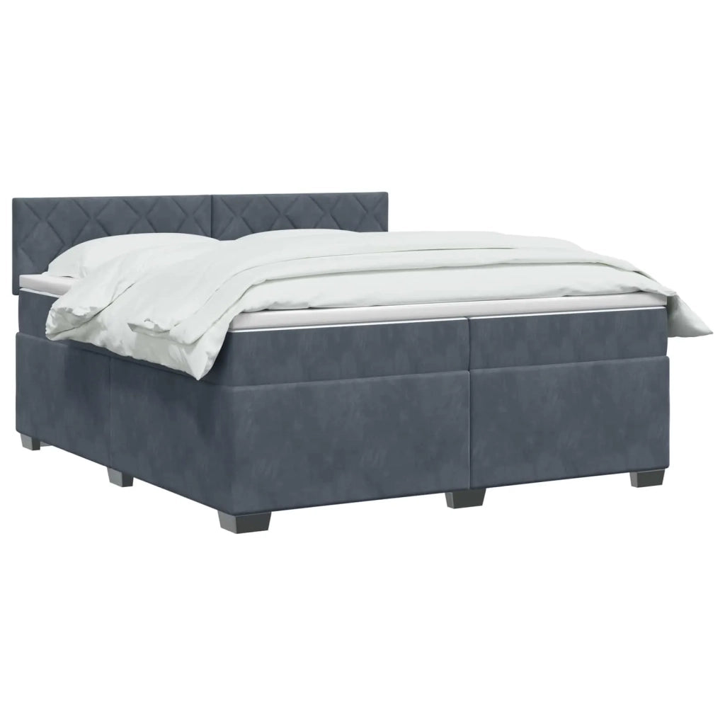 Letto con Box Spring, Materasso e LED Grigio Scuro 200 x 200 cm 3452253