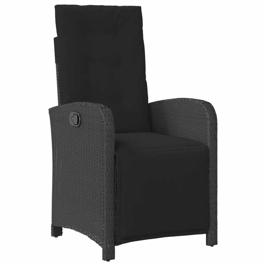 Set da Pranzo da Giardino 7 pz Nero con Cuscini in Polyrattan 3212460