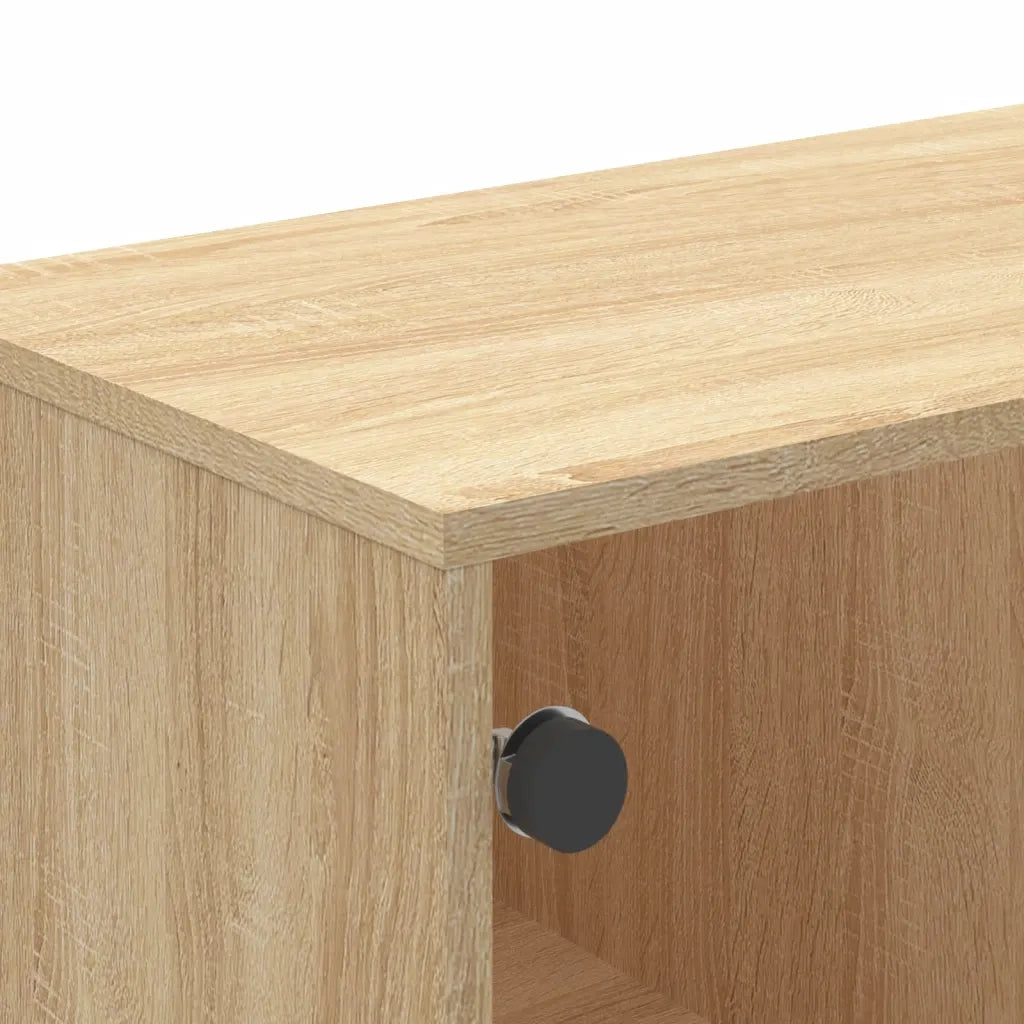 Tavolino Salotto con Ante in Vetro-Tavolino da soggiorno-Tavolo Rovere Sonoma 68,5x50x50 cm