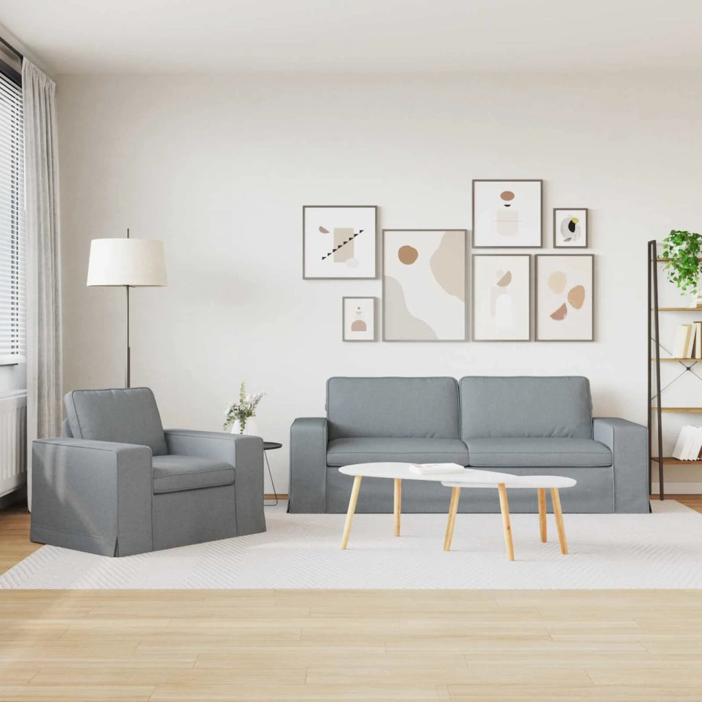 Set di divani 2 pcs Grigio chiaro 222 x 80 x 82 cm Tessuto 3407588