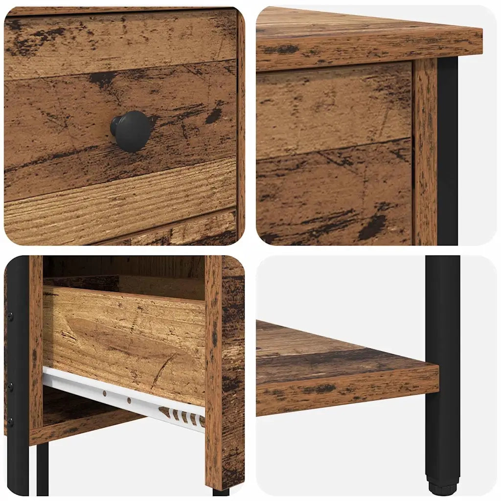 Comodino | Armadio da Notte | Mobiletto da notte con cassetto Legno vecchio 32 x 42 x 70 cm