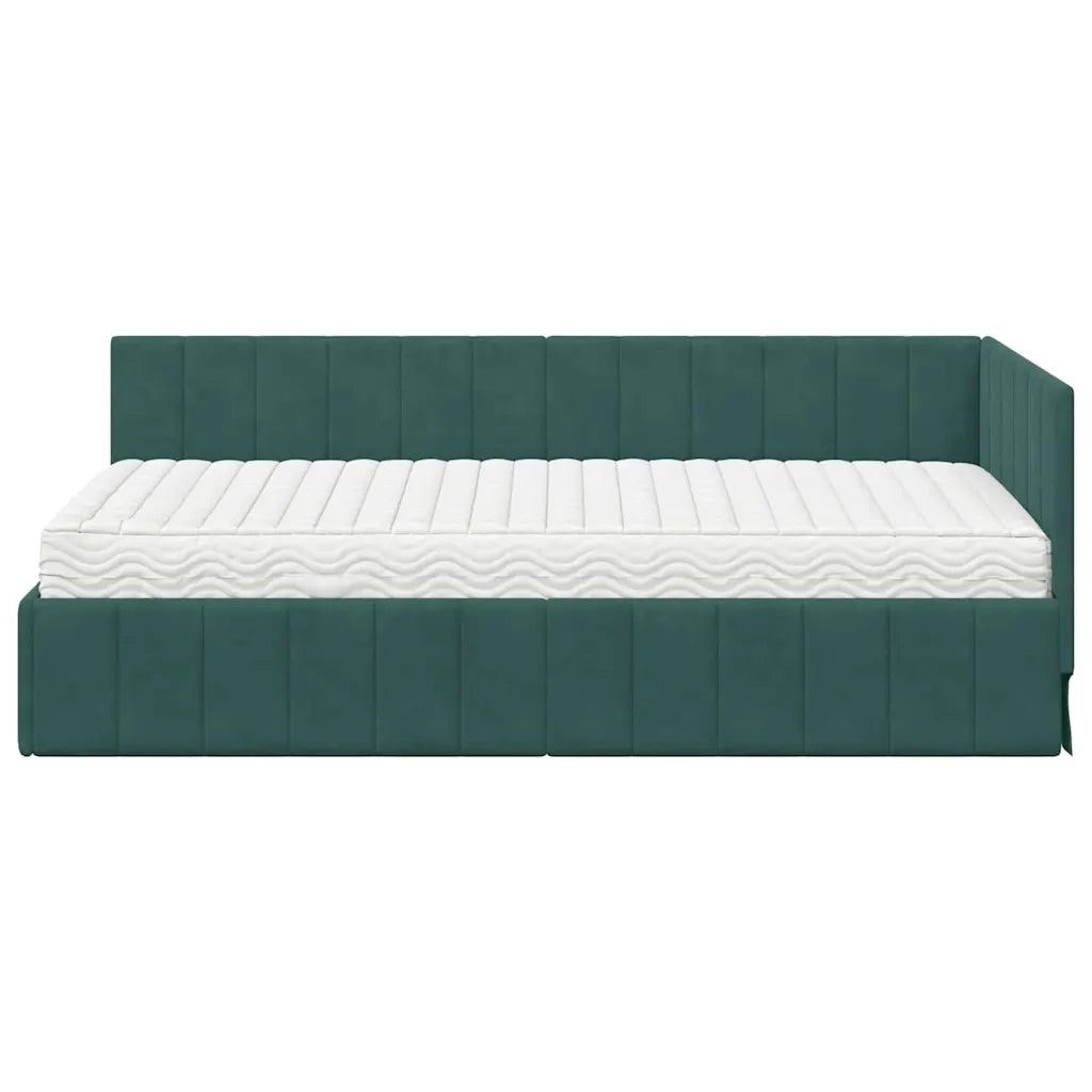 Struttura Letto Angolare con Materasso 2 pcs Verde Velluto 3393850