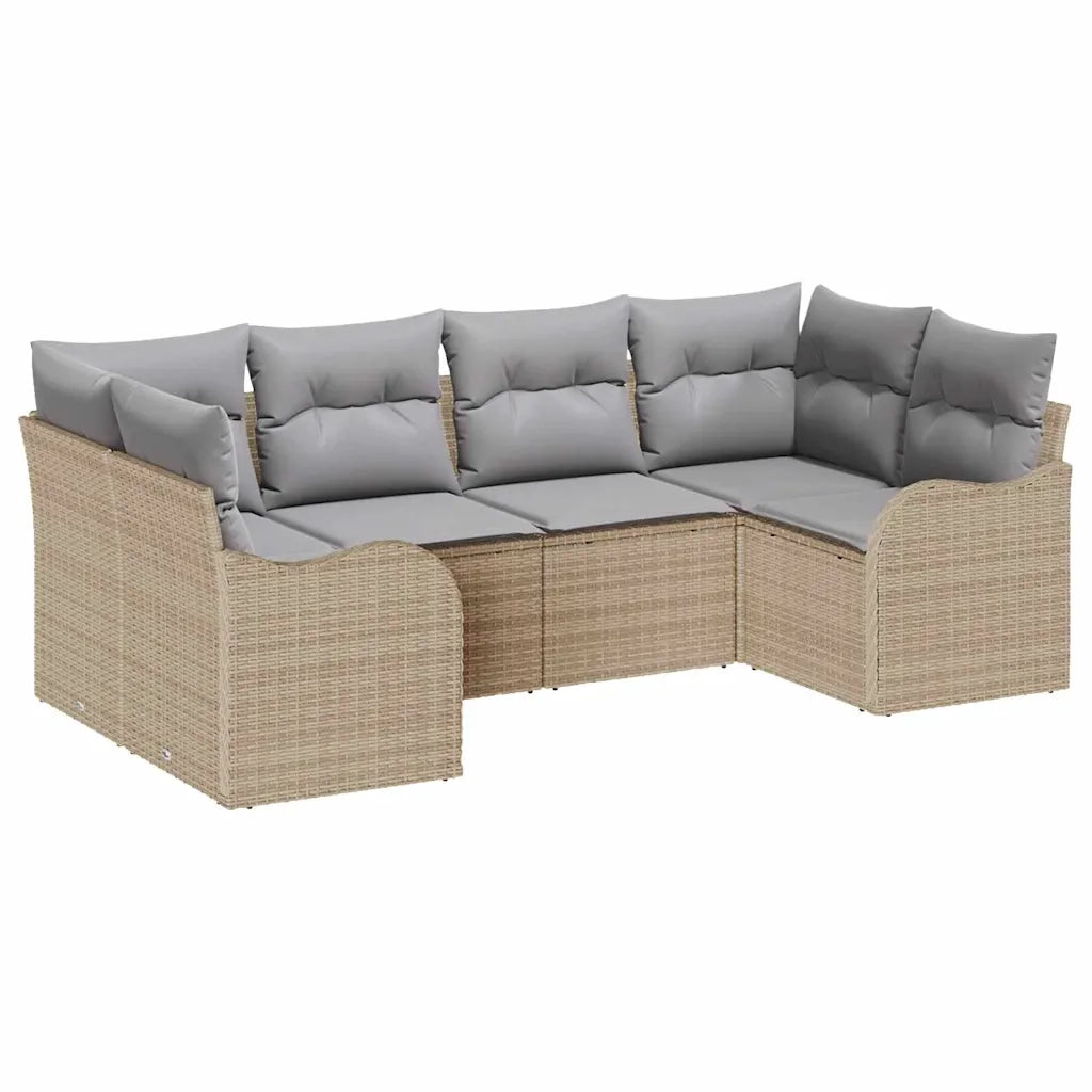 Set Divano da Giardino 6 pcs beige e grigio chiaro Poly Rattan