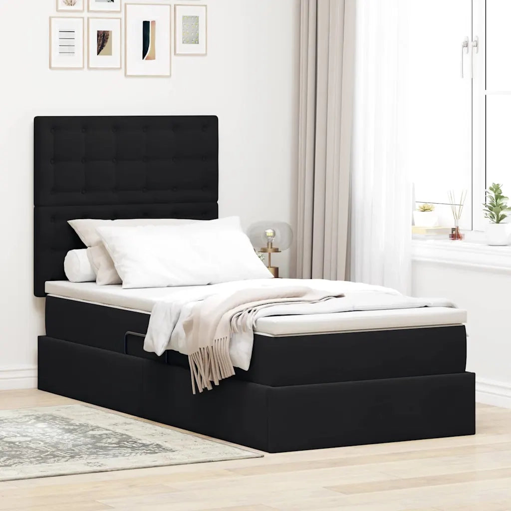 Letto con contenitore e materasso Nero 100 x 200 cm Velluto