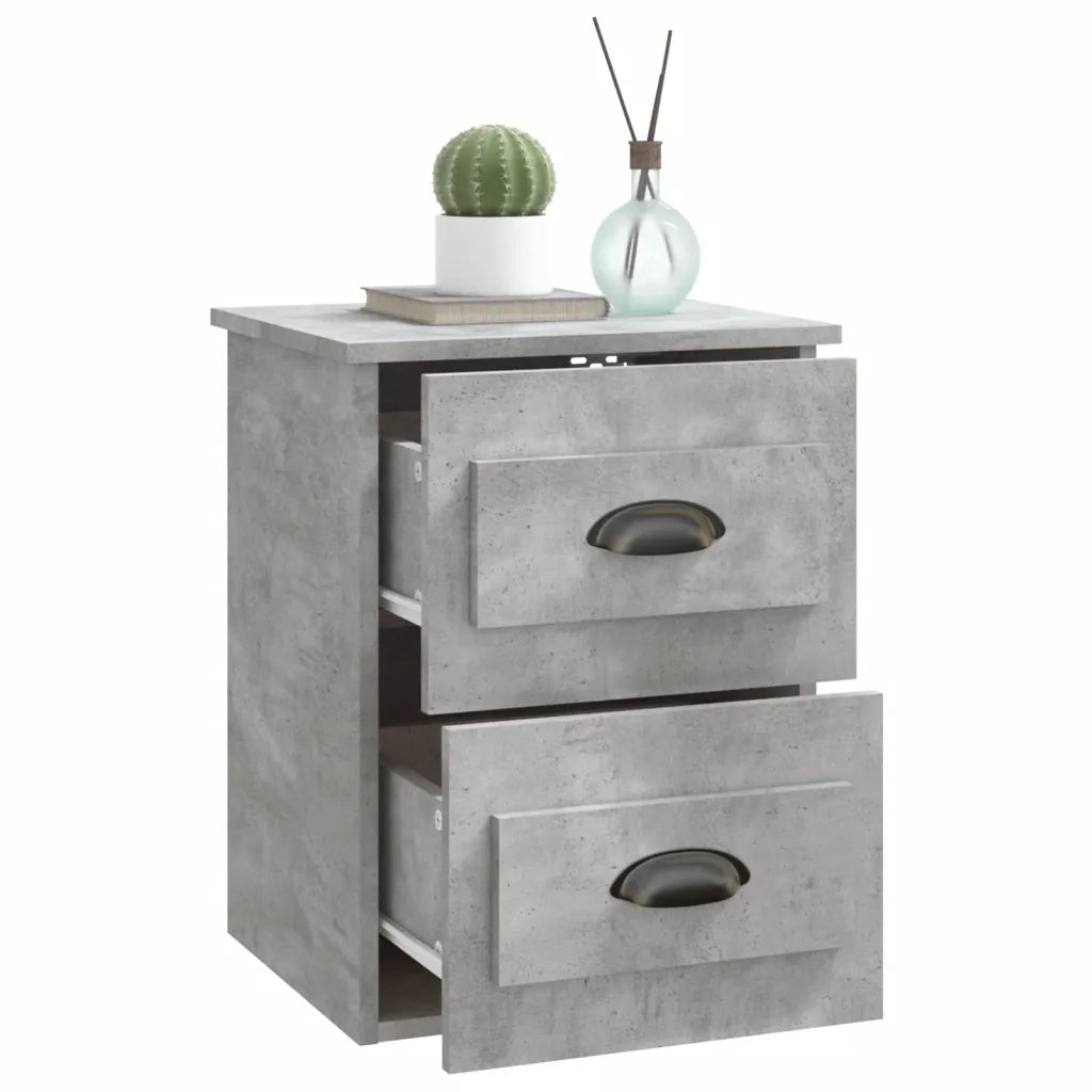 Comodino | Armadio da Notte | Mobiletto da notte a Parete Grigio Cemento 41,5x36x53 cm