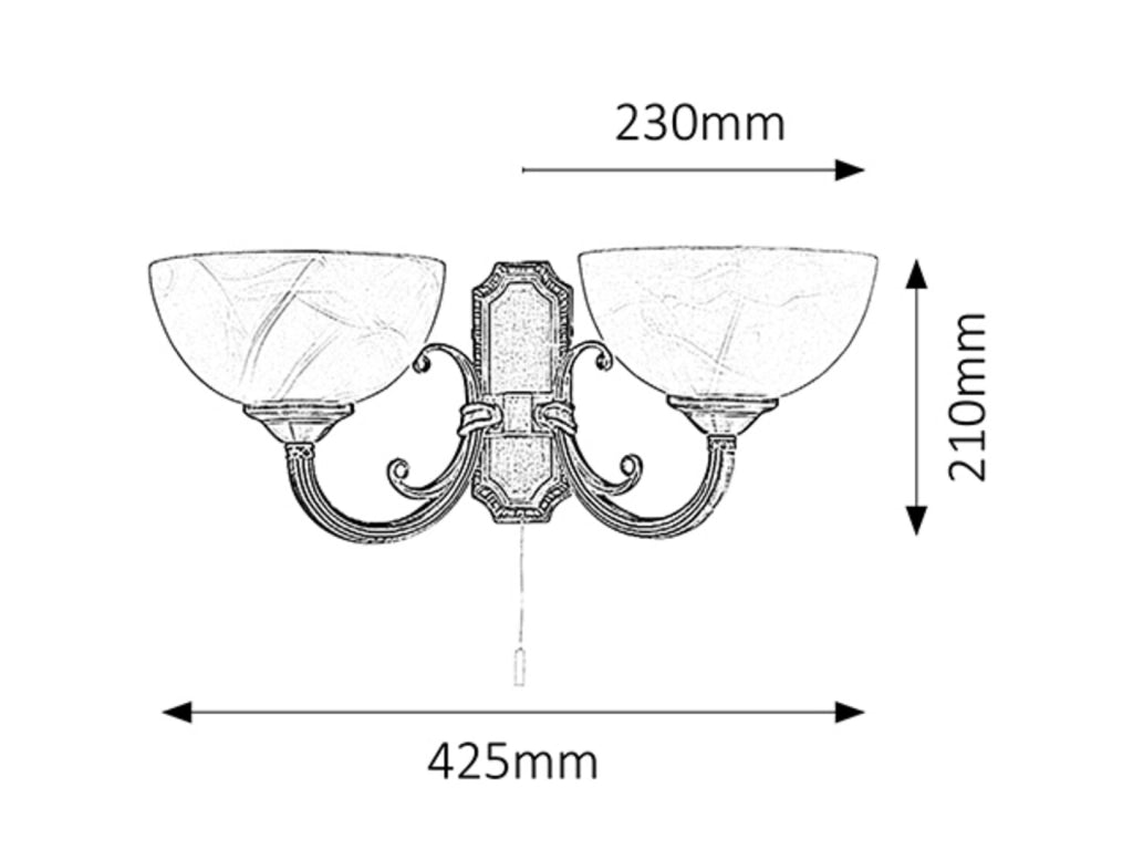 Applique classica doppia E14 marrone con interruttore Rabalux