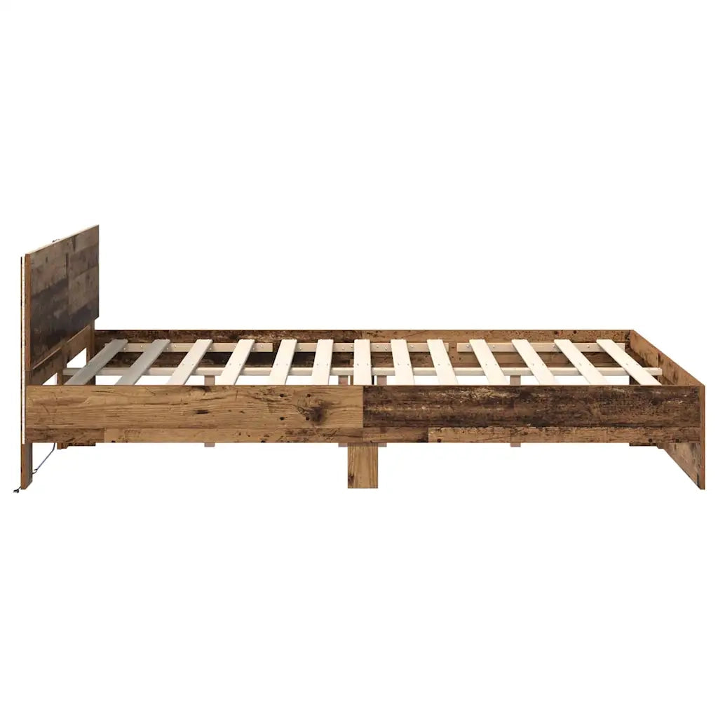 Letto matrimoniale | Letto per adulti | Struttura del letto con testiera Legno vecchio 150 x 200 cm