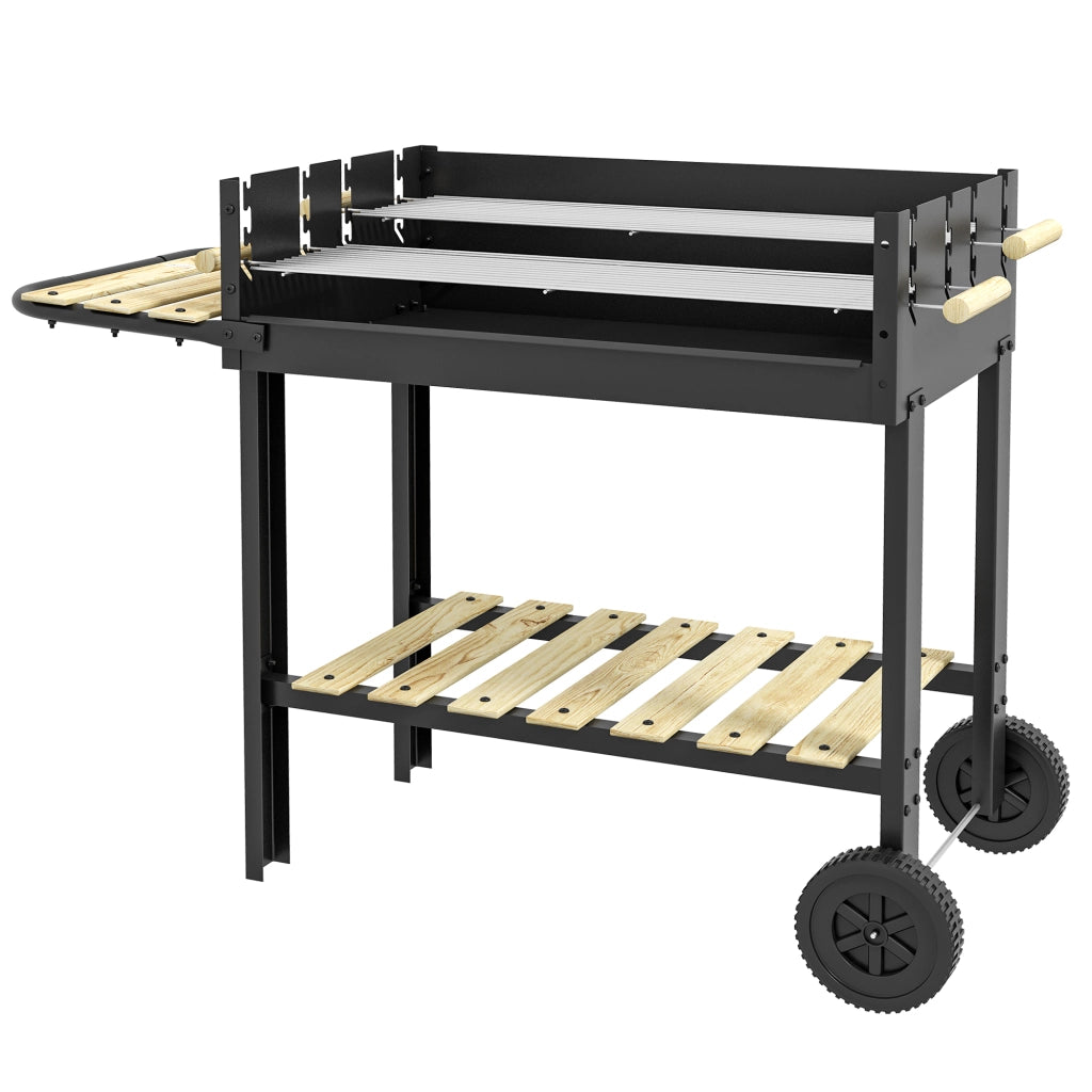 Griglia Barbecue Carbone con Ruote e Ripiani ¨C zephmum ¨C Nero 113x53.5x82.5 cm