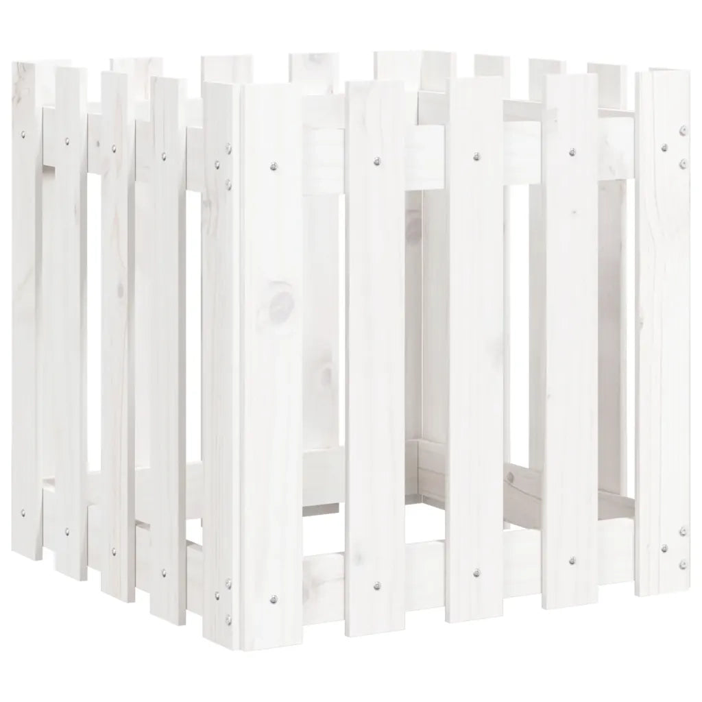 Fioriera Giardino a Recinzione Bianco 50x50x50 cm Massello Pino 832453