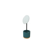Specchio moderno con portaoggetti D14 cm colore Petrolio