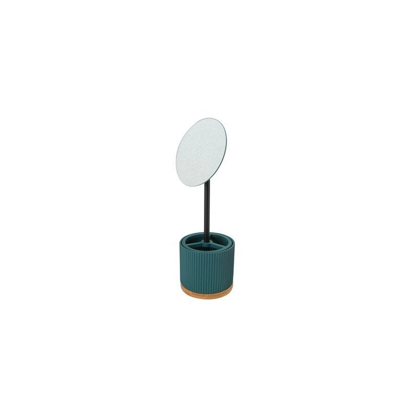 Specchio moderno con portaoggetti D14 cm colore Petrolio