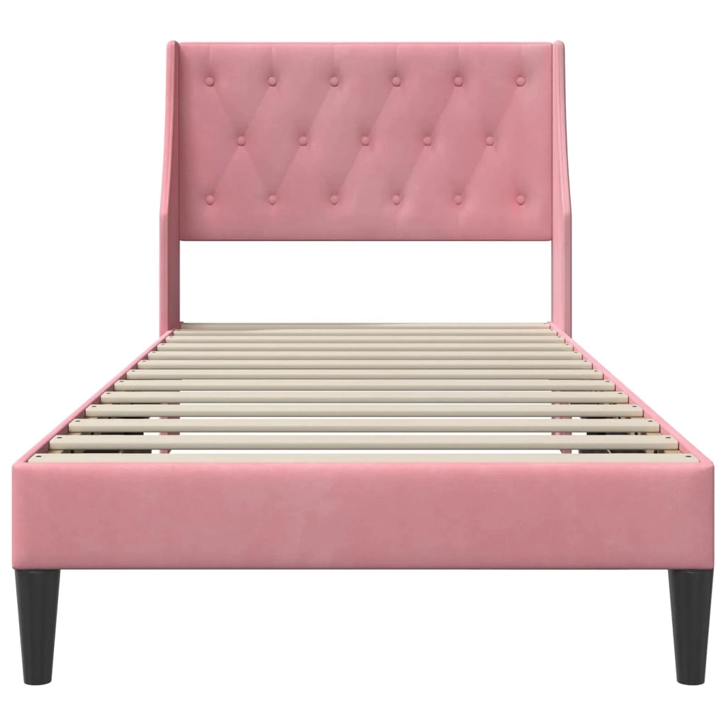 Struttura del letto con testiera-Giroletto Rosa 100 x 200 cm Velluto 607692