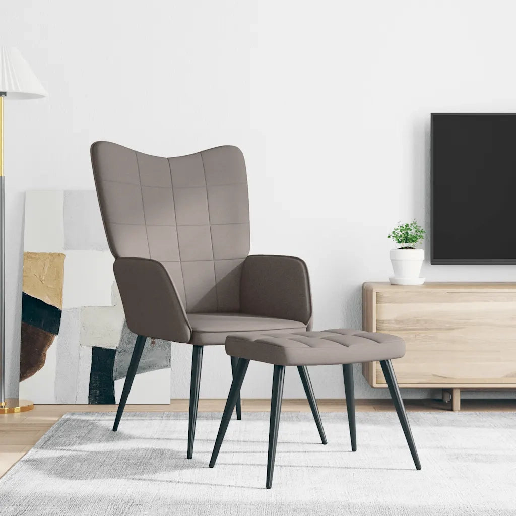 Sedia Relax con Sgabello Tortora in Tessuto 327961