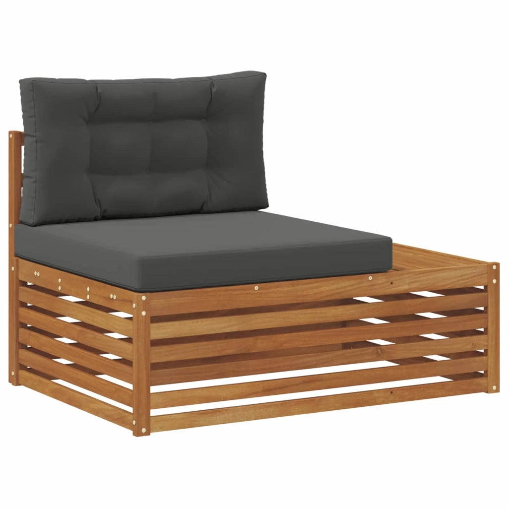 Set di divani da esterno-Sofa da giardino 3 Pezzo Naturale e Antracite
