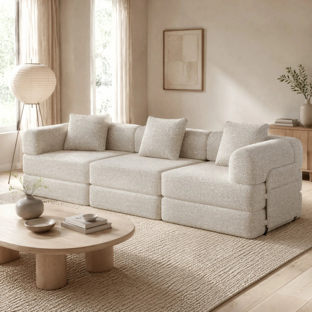 DIVANO LETTO 1 posto in ciniglia khaki con vano nel bracciolo