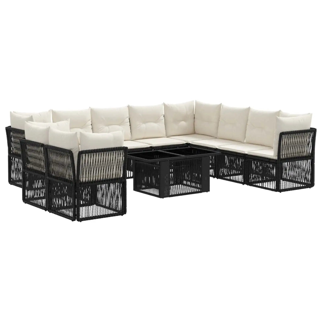 Set Divano da Giardino 11 pz Nero polyrattan 3436492