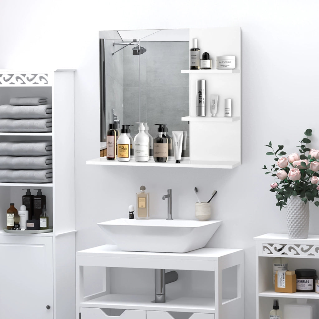 Specchio Bagno con Ripiani ¨C zephmum ¨C MDF Bianco 80x30x18