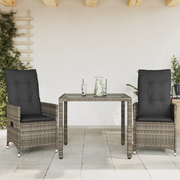 Set da Bistrò 3 pz con Cuscini Grigio in Polyrattan
