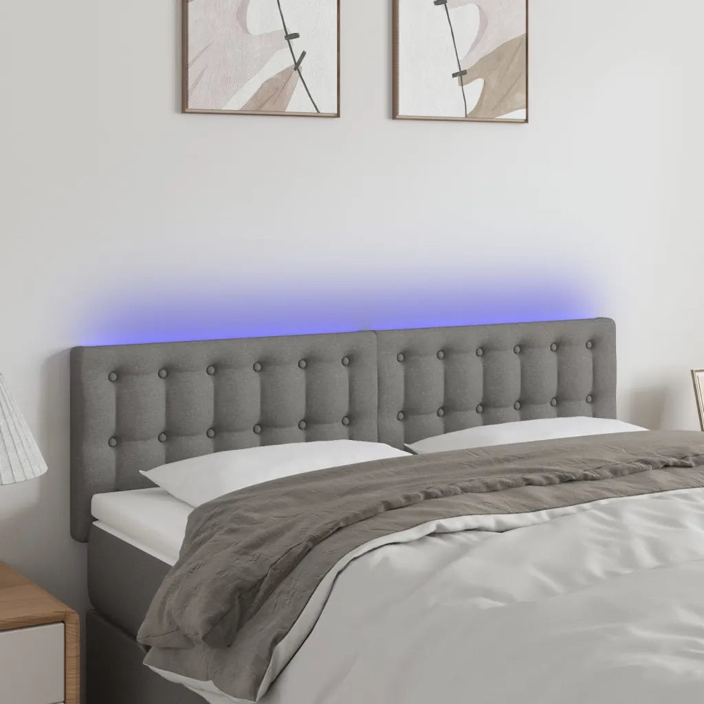 Testiera a LED-Testata con LED Grigio Scuro 144x5x78/88 cm in Tessuto 710119