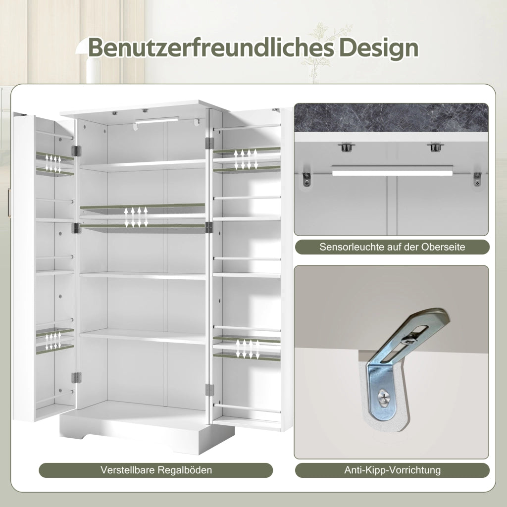 ARMADIO CUCINA 60x35x128 cm Bianco con luce LED a sensore