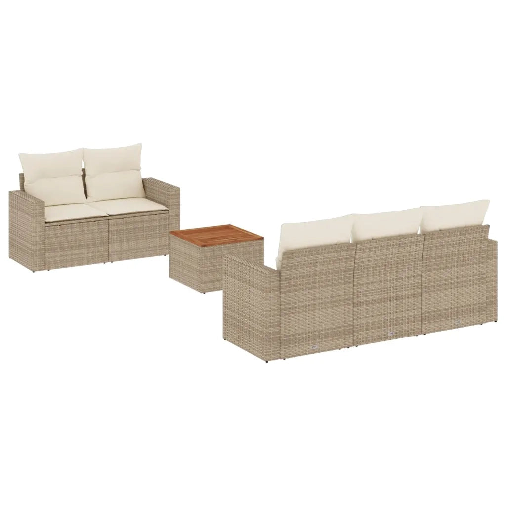 Set Divano da Giardino 6 pz con Cuscini Beige in Polyrattan 3256338