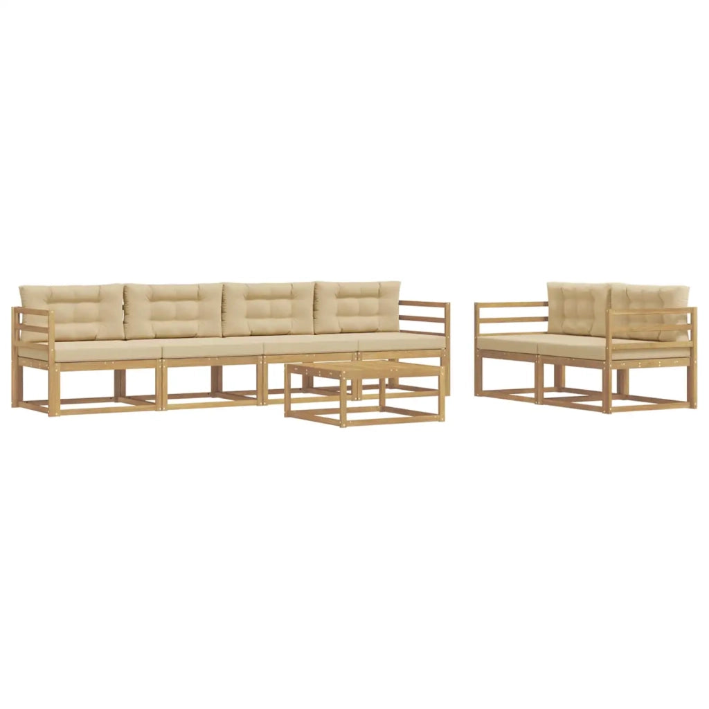 Set di divani da esterno con cuscino 6 pcs Bianco e Beige 3386082