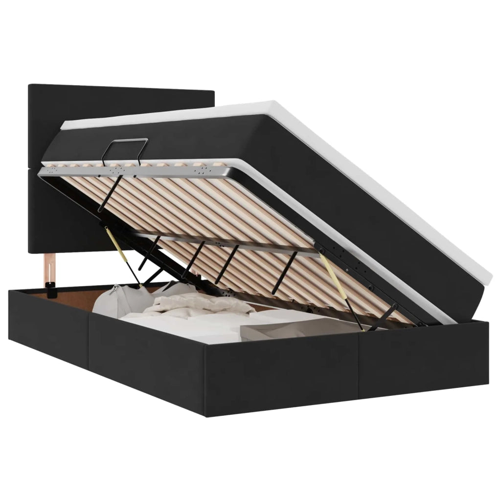 Letto con contenitore e LED con led Nero 120 x 200 cm Velluto