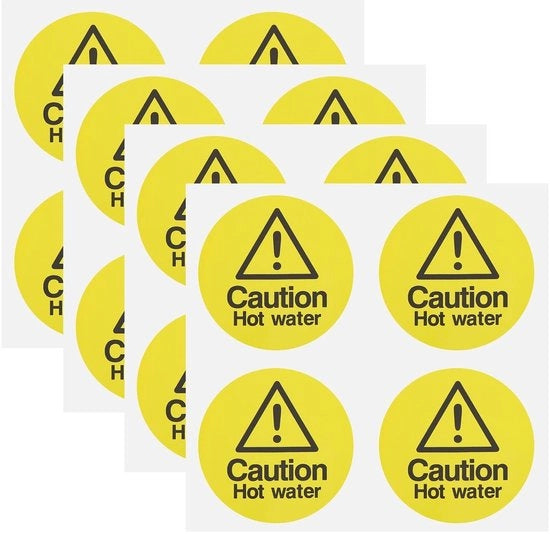 Pannello di Sicurezza Sticker - Avviso - Adesivo Self-Sostenuto - Giallo Nero - Set di Sticker in PVC - Adatto per Cucina e Ristoranti