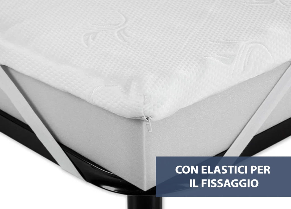 Topper Memory Materasso Sfoderabile Con Elastici Agli Angoli 7 Zone Altezza 4cm - Singolo - Altezza 4cm